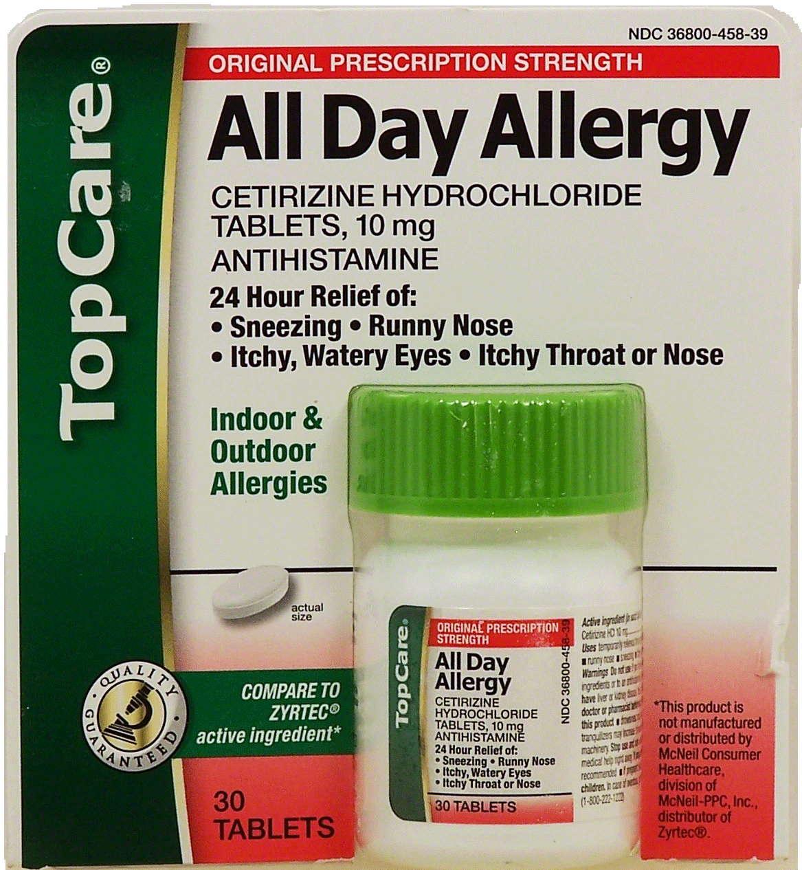 Top Care Liqui-Gels 24 hour all day allergy relief, indoor & outdoor allergies, 10 mg cetirizine hydrochloride tablets Full-Size Picture